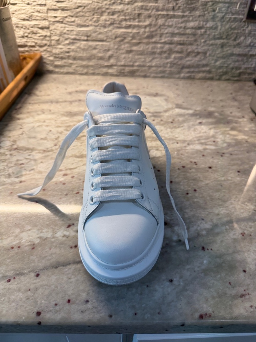 Alexander McQueen White Leather Low-Top Sneaker with Oversized Sole